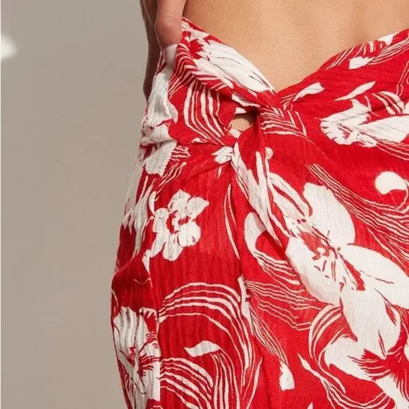 NWT Faithfull The Brand Lulu Maxi Skirt Camara Floral Print Red Size 8